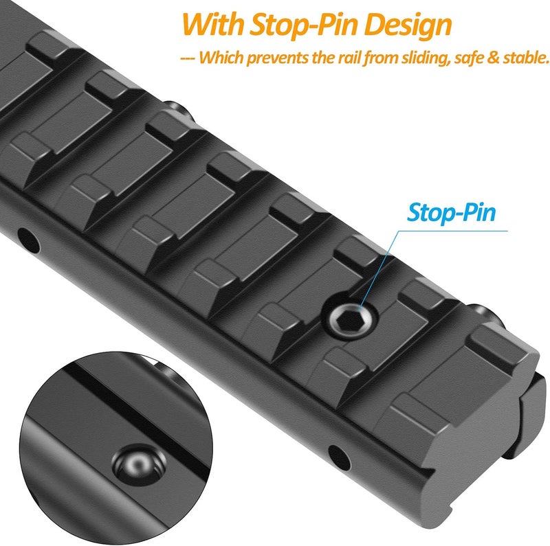 LONSEL Dovetail to Picatinny Rail Adapter 11mm Dovetail to 21mm Picatinny Rail Convert Mount - Low Profile Scope Riser Rail Adaptor - Base Mount 3/8" to 7/8" Converter - Image 3